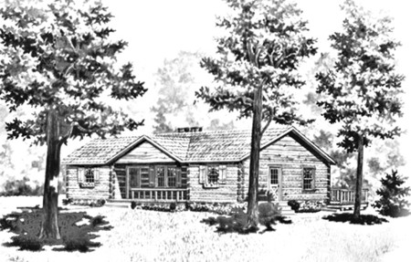 Country Log Home Plan L-1104