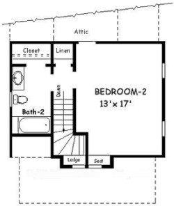 Country Plan F-1010 Second Floor Alternate Dormer