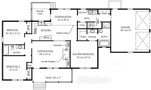 Country Home Plan Alternate F-1252 First Floor