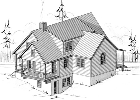 Country Plan F-1318 Alternate Rear Elevation