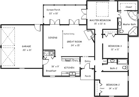 Country Plan F-1441 Alternate First Floor