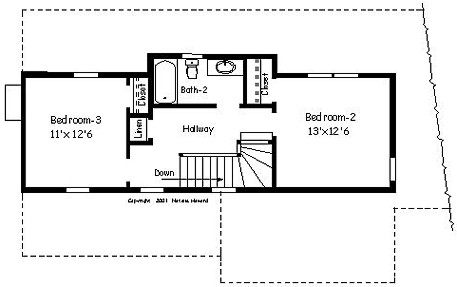 Country Home Plan F-1585 Alternate Second Floor
