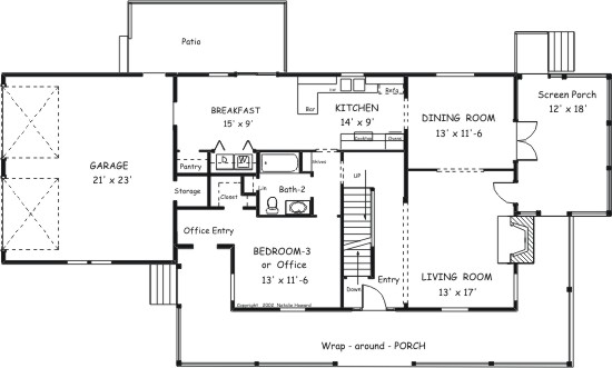 Country Home Plan F-1728 Alternate First Floor