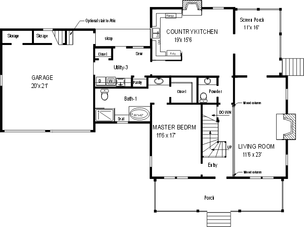 Country Plan F-1780 First Floor (Alternate)