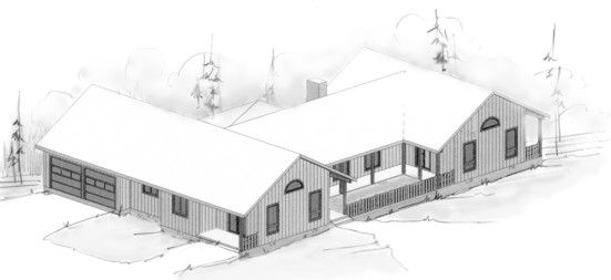 Country Contemporary Home Plan C-2200 Alternate