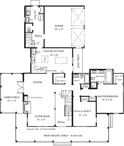 Country Home Plan F-2540 Alternate First Floor