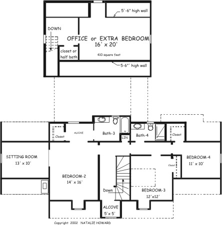 Country Home Plan F-2540 Alternate Second Floor