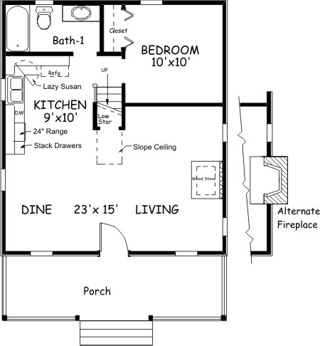 Country Home Plan F-648 - Alternate First Floor